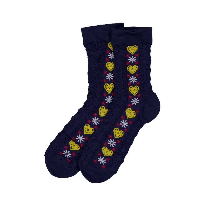 Winter Heart Socks Navy