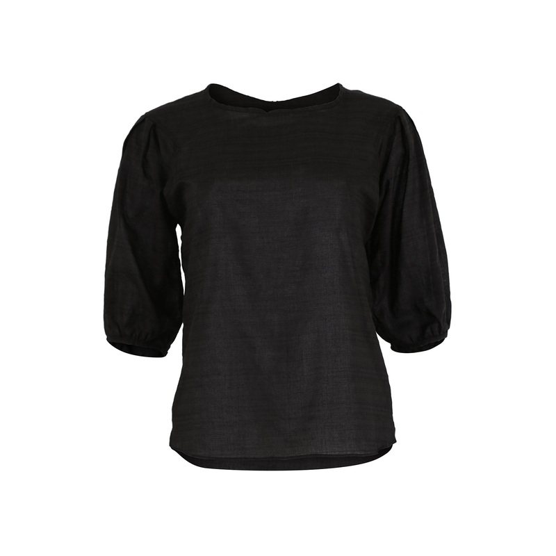 Barcelone Blouse Black in Seersucker