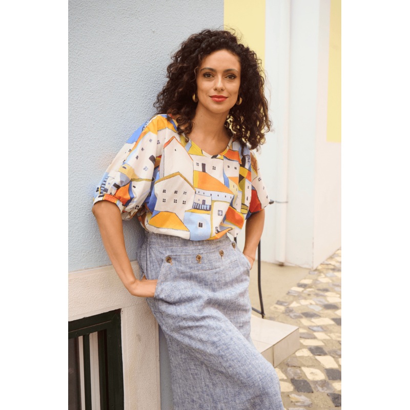 Pueblito Camisa Orange in Cotton