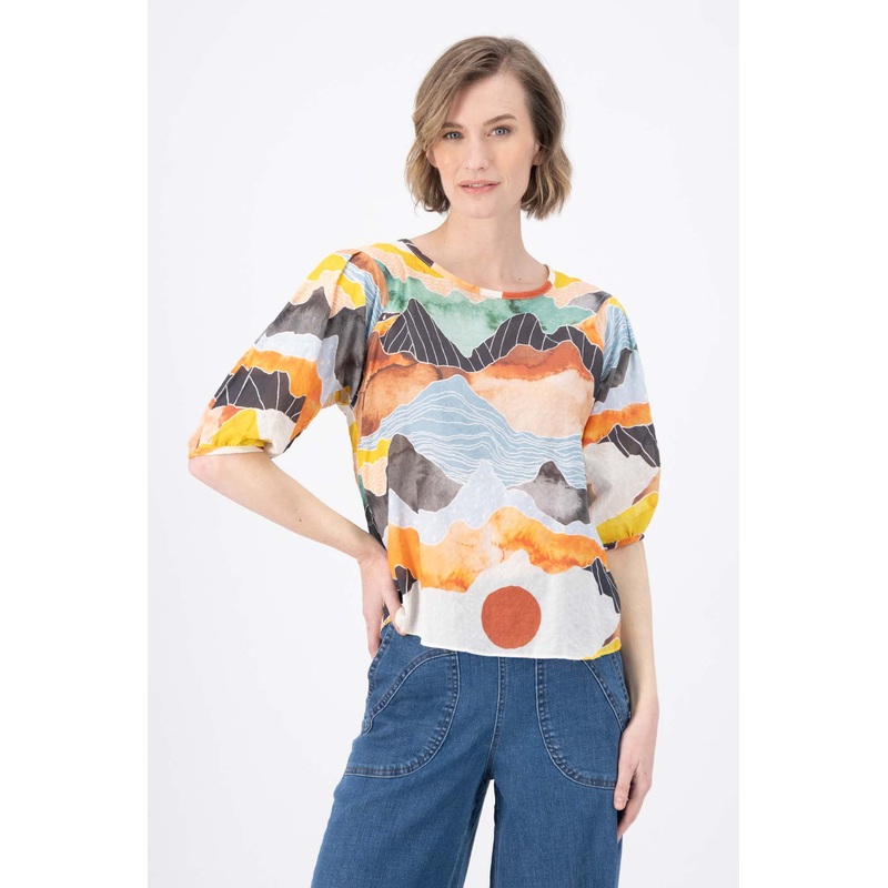 Vista Blouse Orange in Seersucker