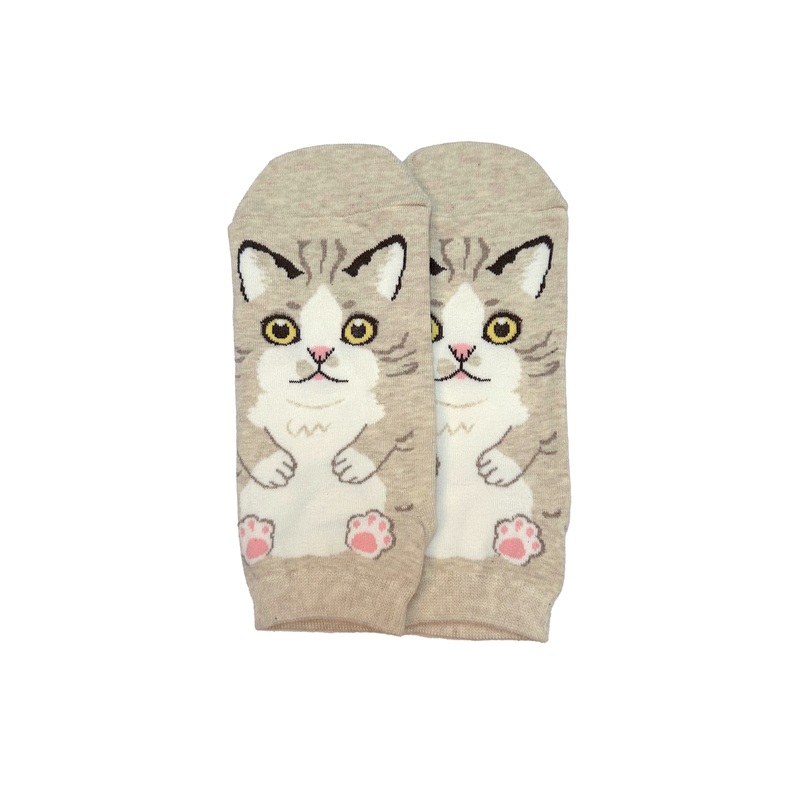 Beige Cat Nap Ankle Socks