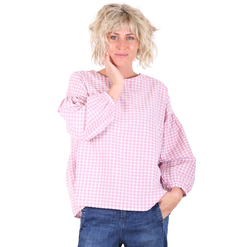 Sueanne Gingham Blouse Baby Pink