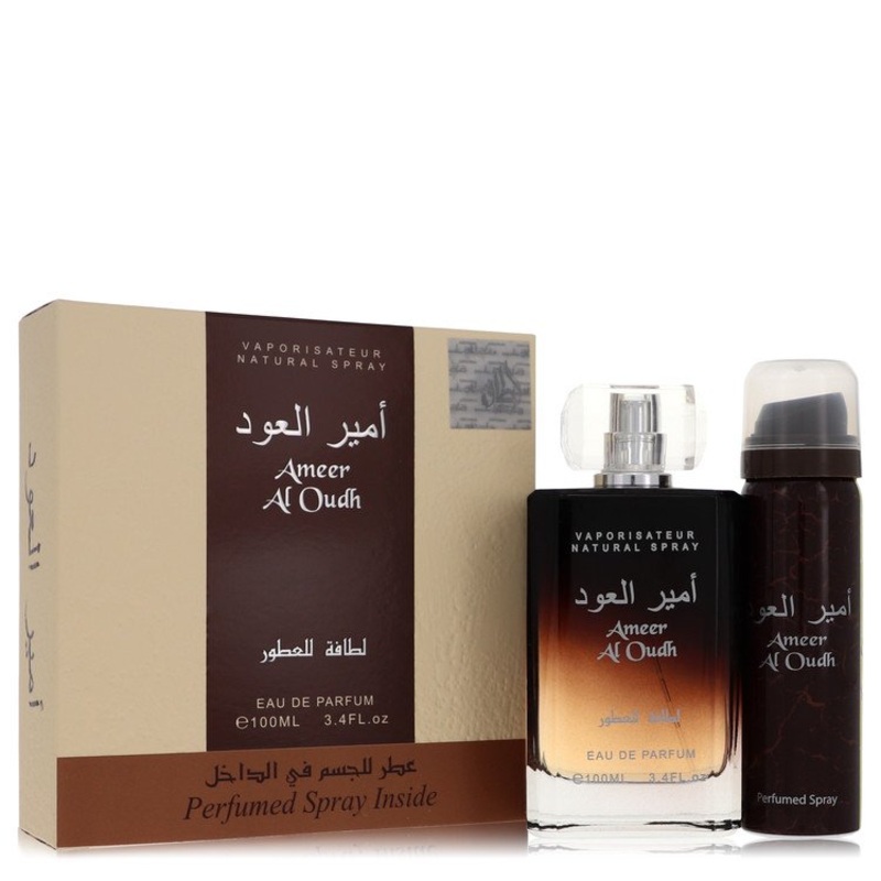 Ameer Al Oudh Gift Set – 3.4 oz Eau De Parfum Spray + 1.7 oz Perfumed Spray by Lattafa