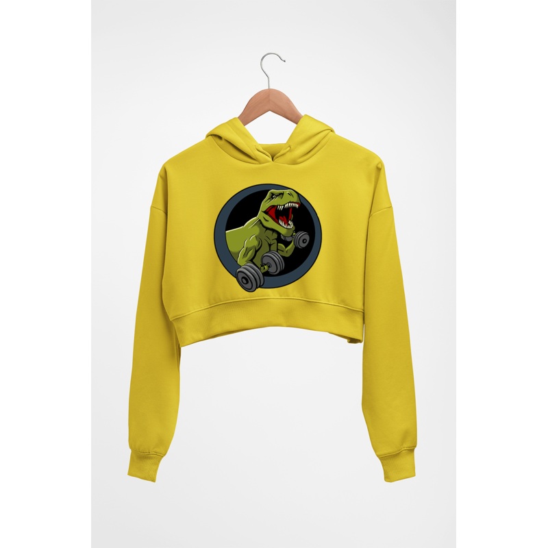 Angry T-Rex Gym Crop HOODIE FOR WOMEN