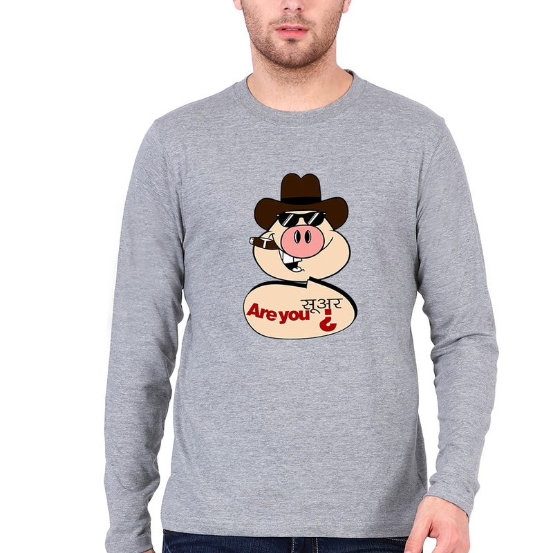 Pig Funny Full Sleeves T-Shirt for Men