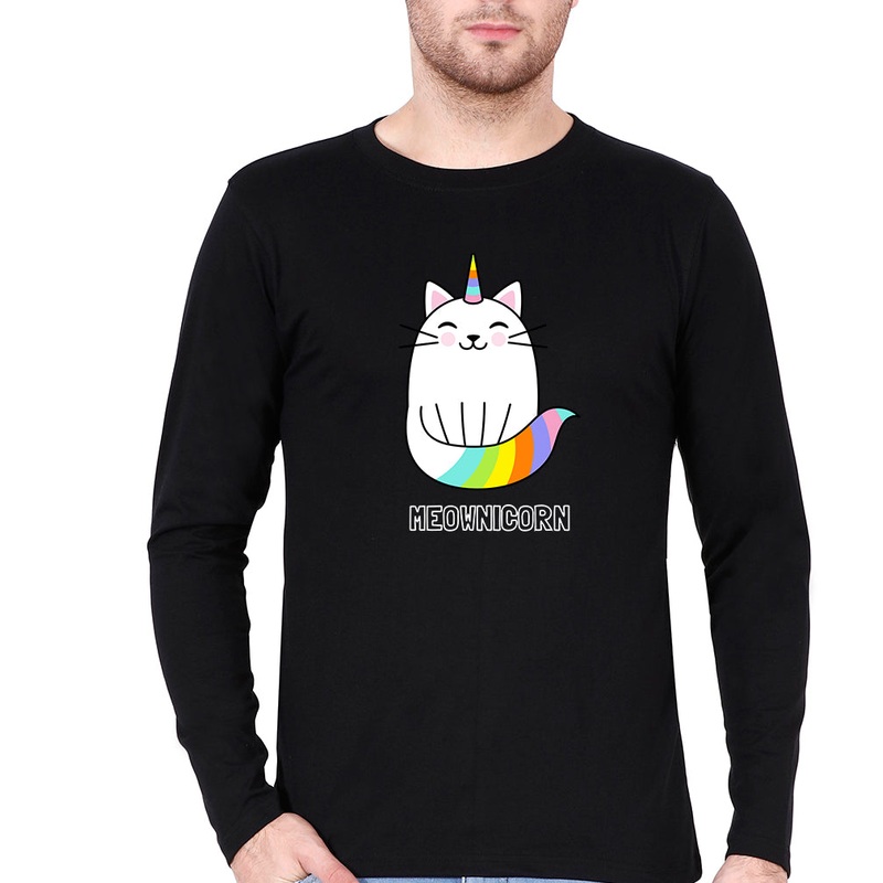Cat Unicorn Full Sleeves T-Shirt for Men