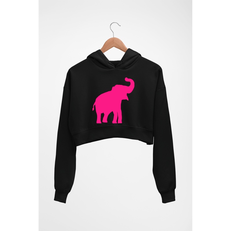 Pink Elephant Crop HOODIE FOR WOMEN