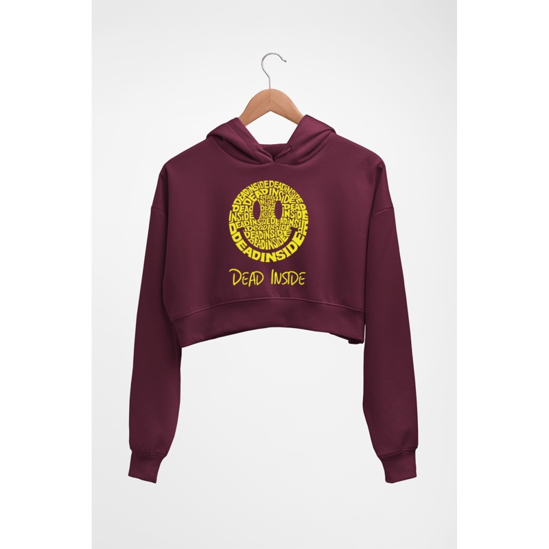 Dead Inside Emoji Crop HOODIE FOR WOMEN