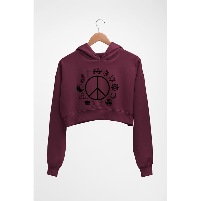 Peace Religious Symbols Crop HOODIE FOR WOMEN EMC50258996413