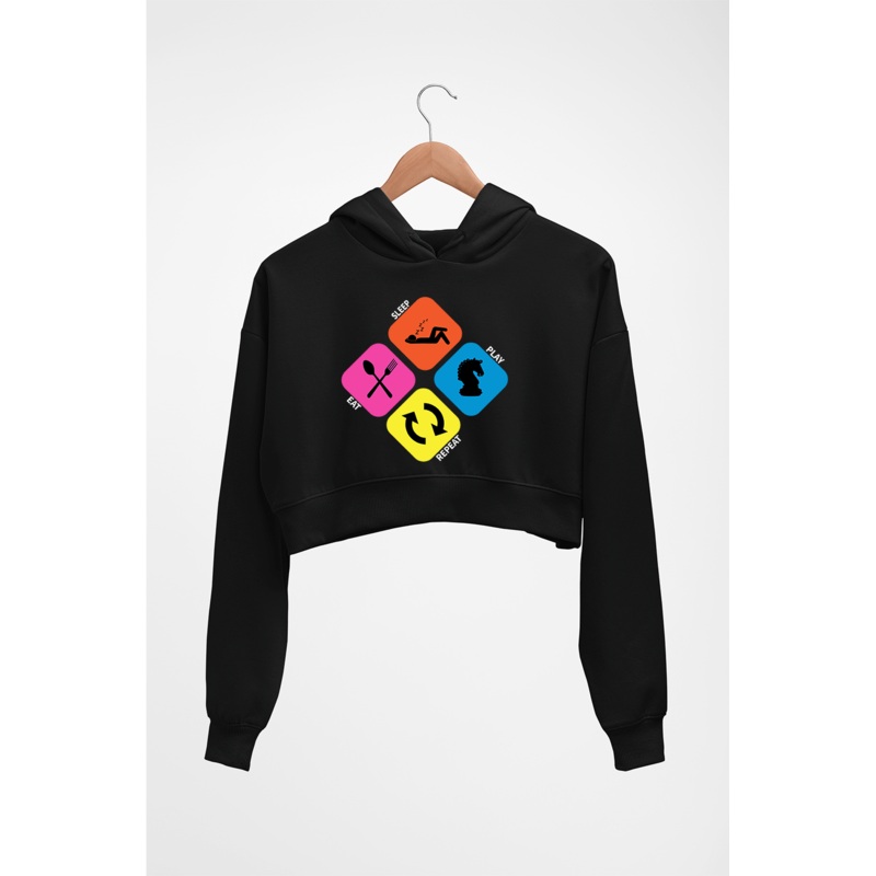Play Chess Crop HOODIE FOR WOMEN