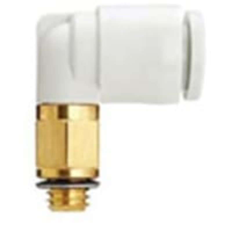 Adaptador neumtico del Roscar-a-Tubo del codo, varn de M3 0.5 x, empujar hacia adentro 3.2 milmetros