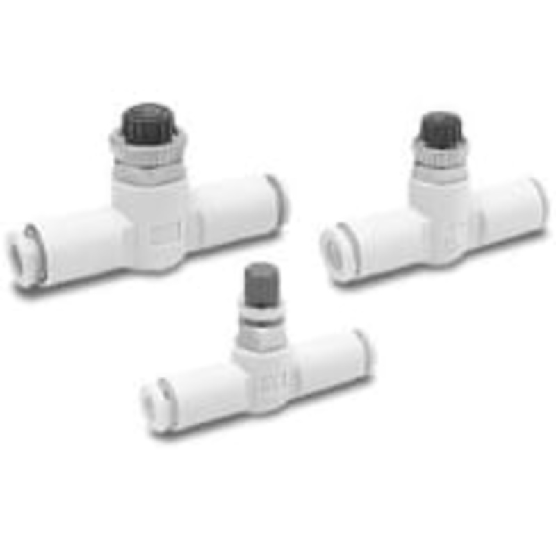 Speed Control Uno Touch, En-Line, M5 Body, 1/8  Tube, Locknut, AS-FM Series