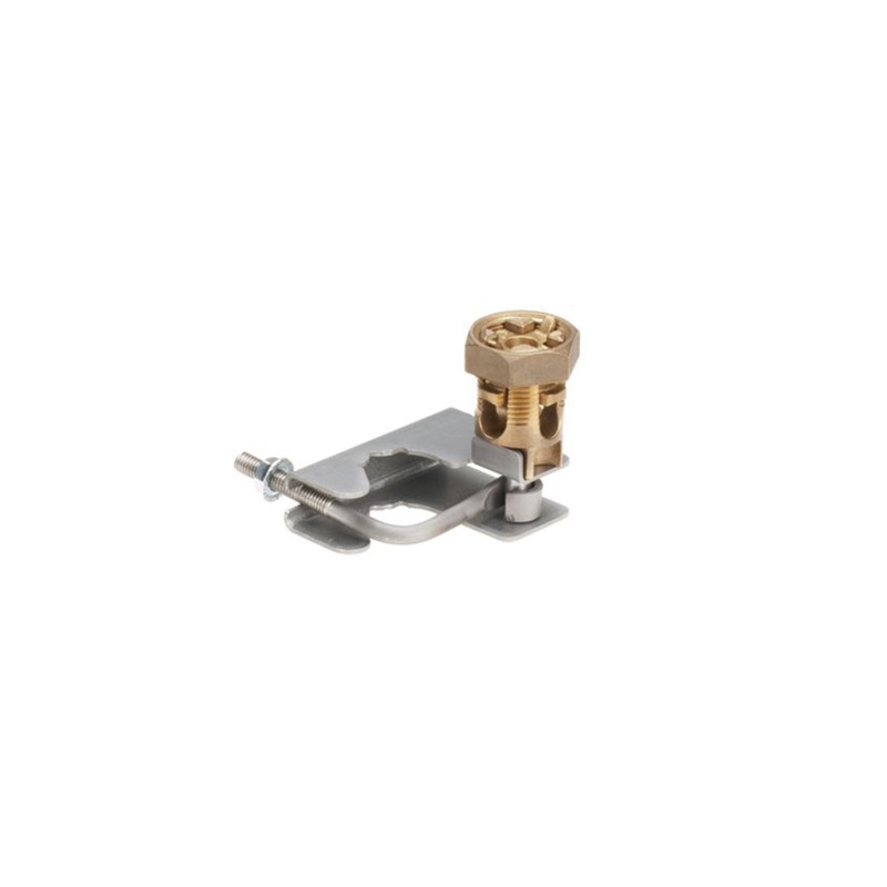 Abrazadera para Tierra Fsica en Base de Piso Falso, para Cables de 6 a 1/0 AWG. Para Pedestales Circulares de 3/4 y 7/8.